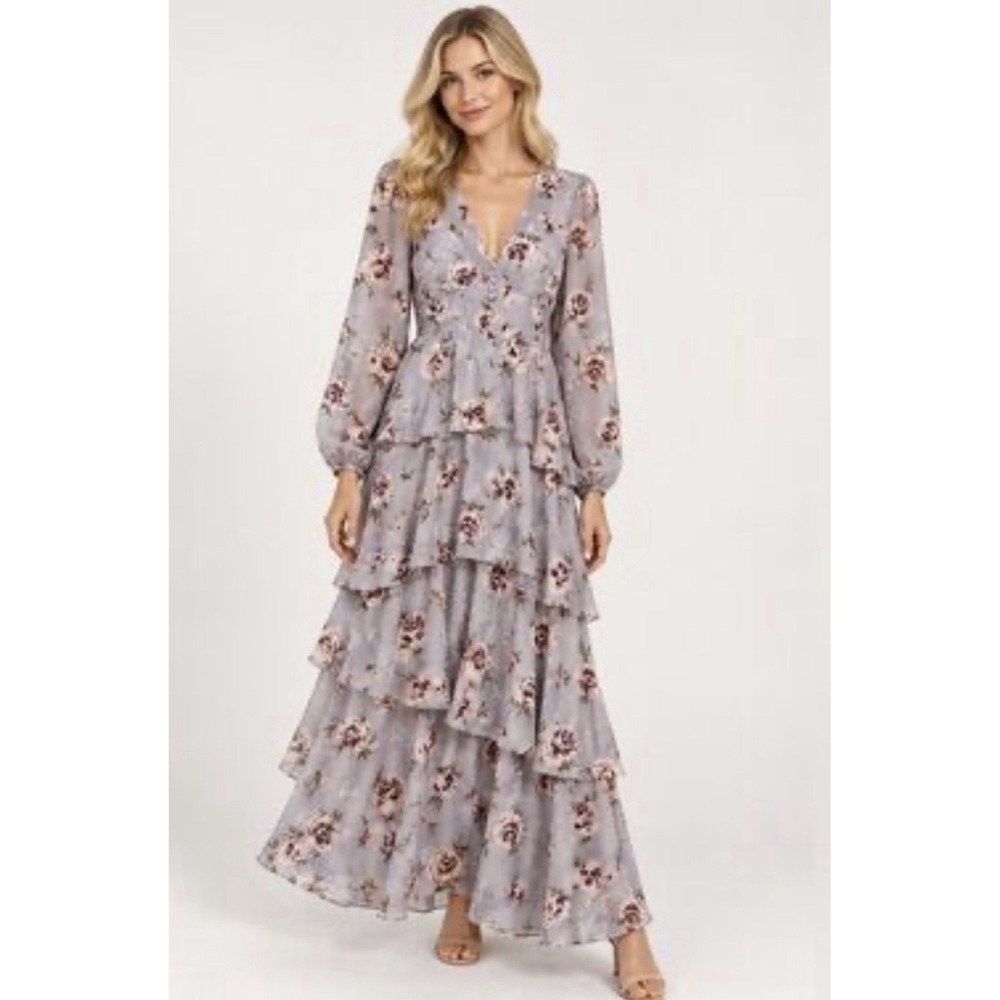 New En Saison Oroma Floral Maxi Dress Long Sleeve Size Large Revolve